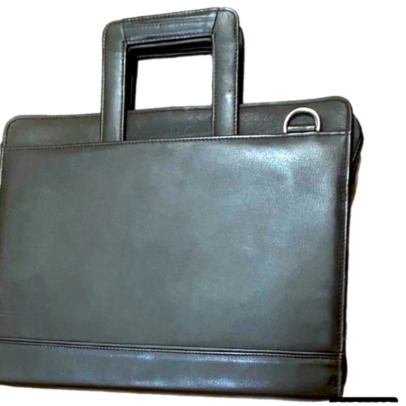 608- Leather briefcase GENUINE LEATHER Bags - Business Laptop bag MultiPocket